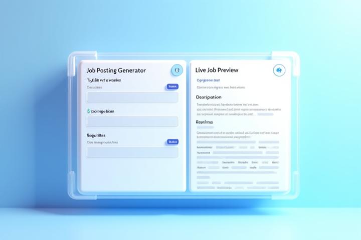 Representación de un formulario de creación de ofertas de empleo con vista previa en tiempo real