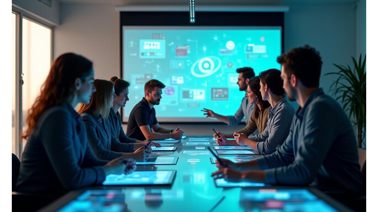 Equipo de marketing en una reunión creativa