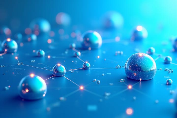 Visualización de un mapa de clusters de contenido interconectados, mostrando relaciones entre temas y subtemas.